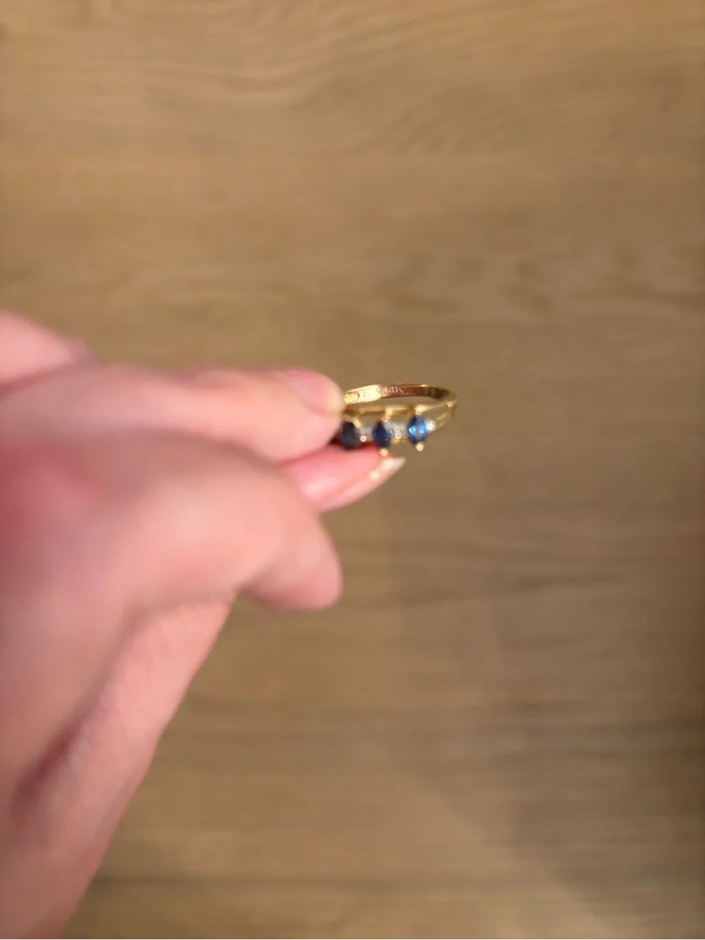 Estate jewelry ring, 14k gold with sapphires and diamonds